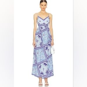 Yumi Kim Blue and White Patterned Maxi Dress